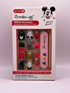 x Disney Mickey Mouse Press-On Nails - Red, Black, White, Gold, Pink